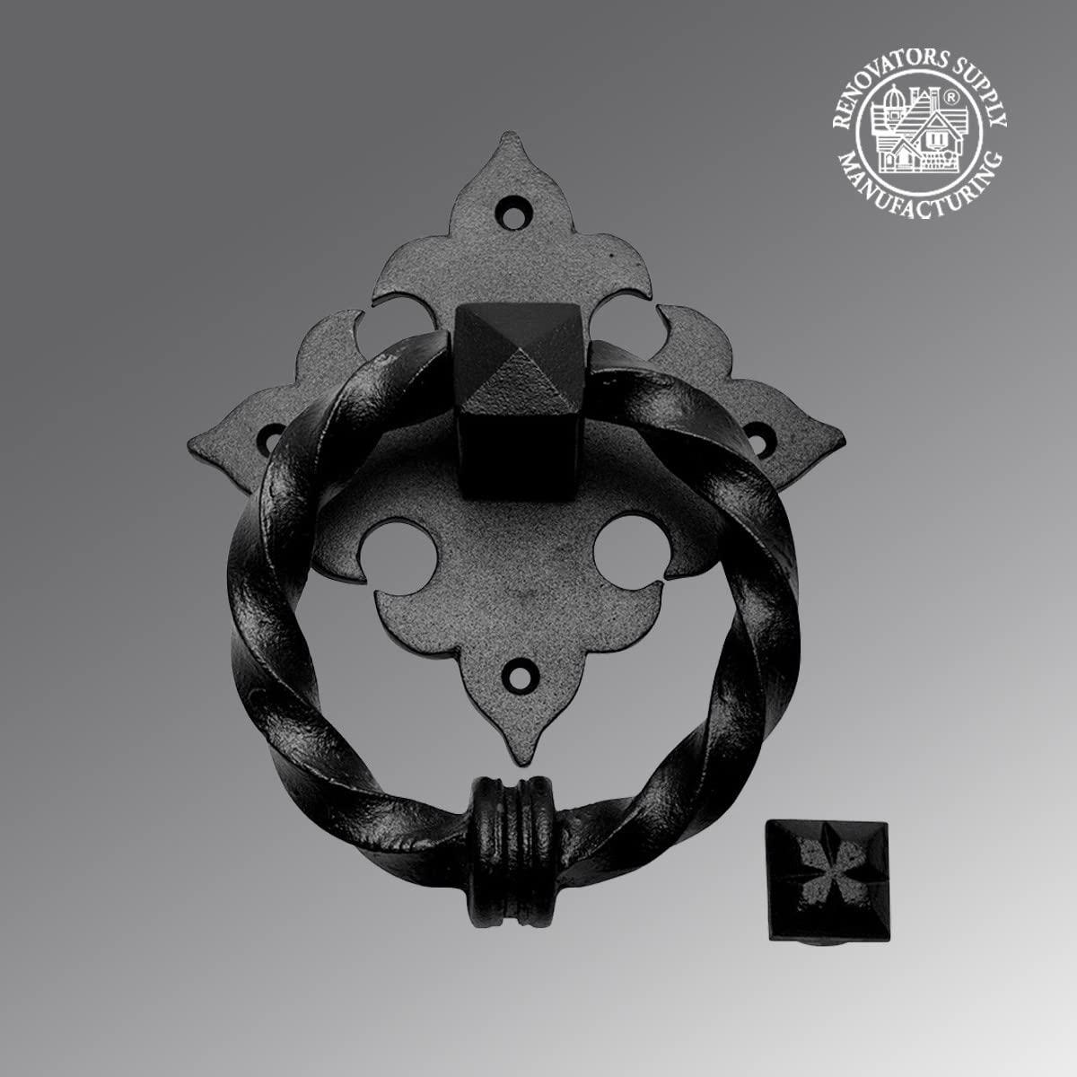 The Renovators Supply Inc. Black Door Knocker Cast Iron Door Knockers 7 Inch X 5.5 Inch Renovators Supply
