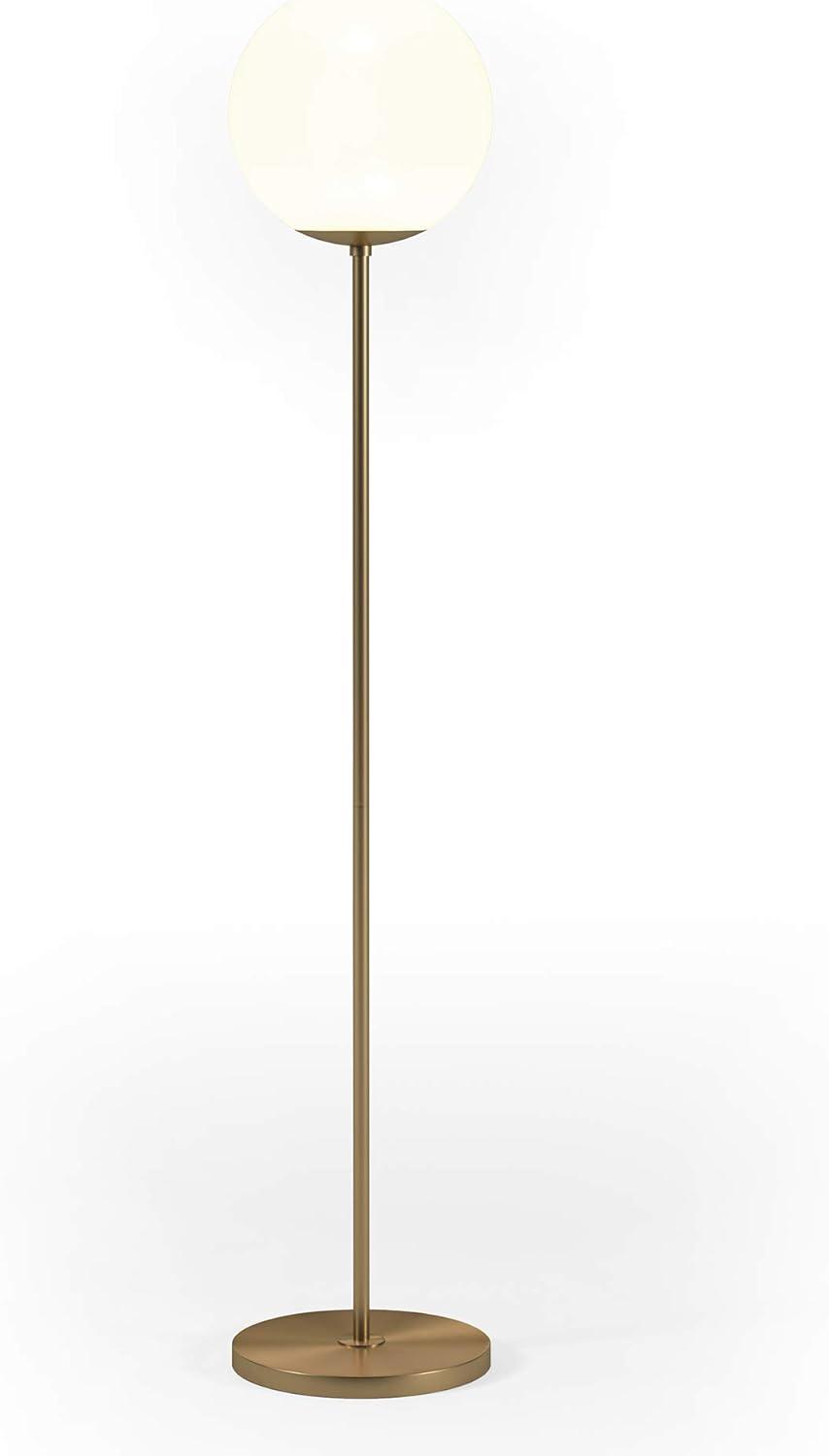 Theia White Glass Globe & Brass Floor Lamp