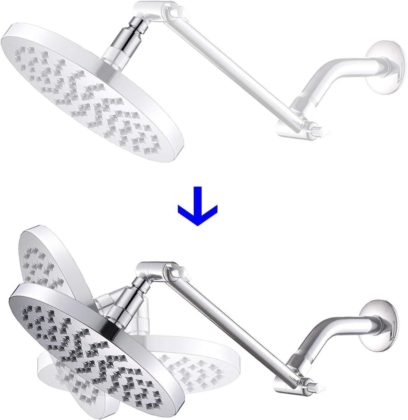 Hibbent All Metal Shower Head Swivel Ball Joint Adapter, Solid Brass Adjustable Shower Arm Connector, Showerhead Extension, Universal Showering Component, Polished Chrome