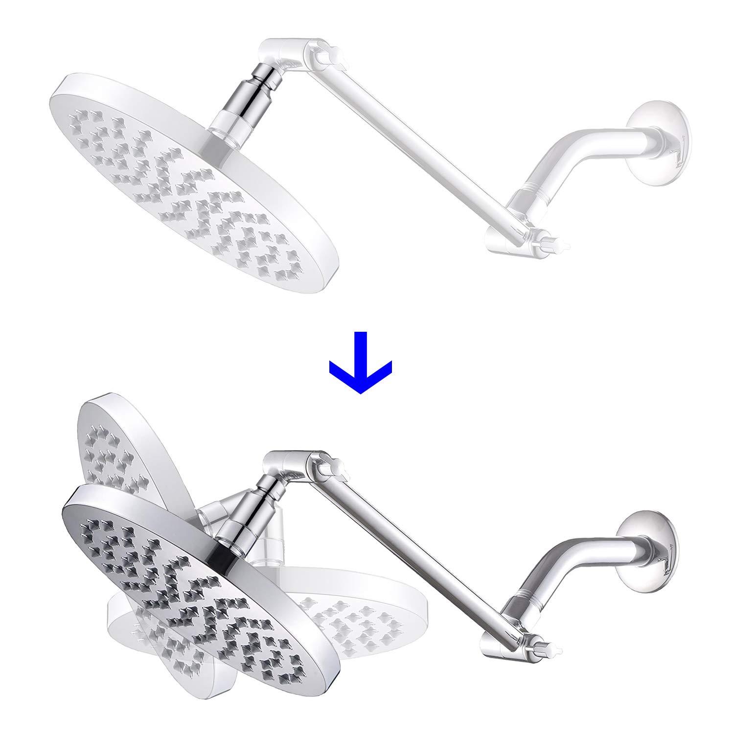 Hibbent All Metal Shower Head Swivel Ball Joint Adapter, Solid Brass Adjustable Shower Arm Connector, Showerhead Extension, Universal Showering Component, Polished Chrome