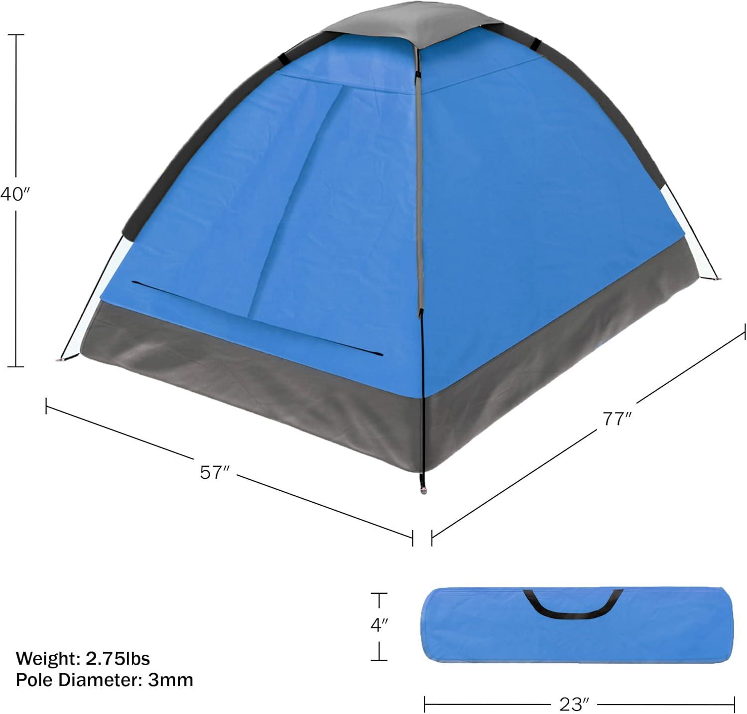 Blue 2-Person Dome Camping Tent with Carry Bag and Rain Fly