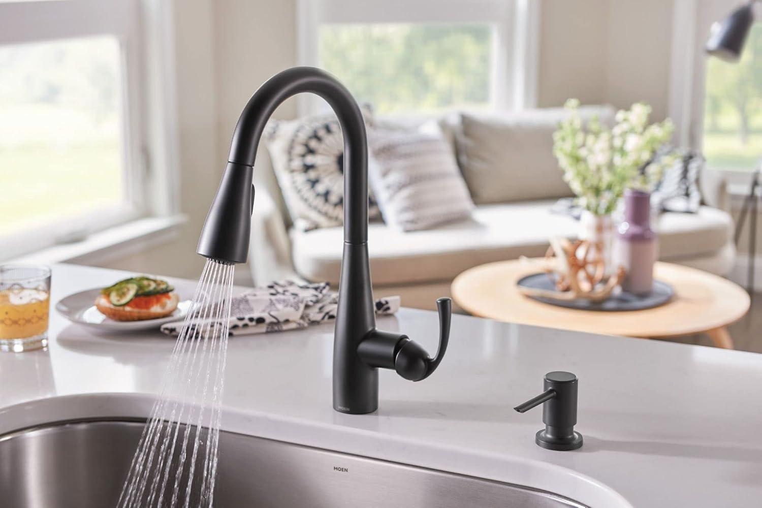 Matte Black Pull-Down Sprayer Kitchen Faucet with Soap Dispenser