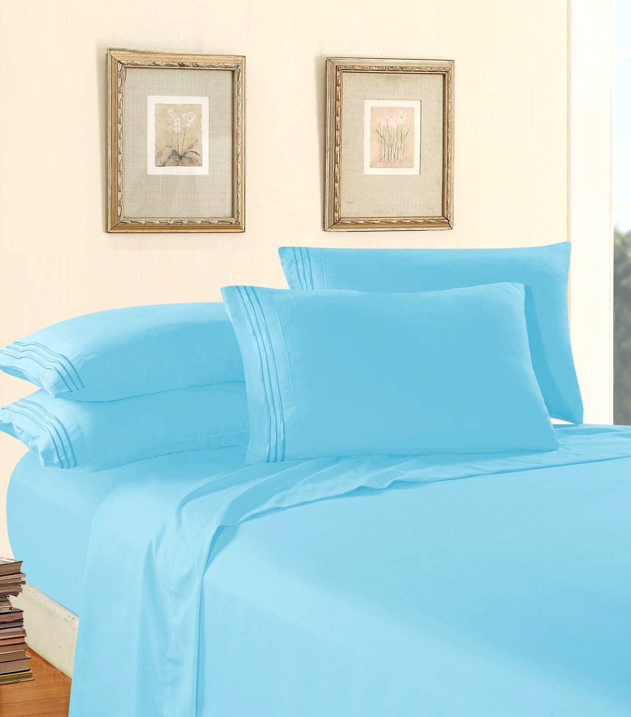 Elegant Comfort Luxury Soft 1500 Thread Count Egyptian 3-Piece Premium Hotel Quality Wrinkle Resistant Coziest Bedding Set, All Around Elastic Fitted Sheet, Deep Pocket, Twin/Twin XL, Aqua