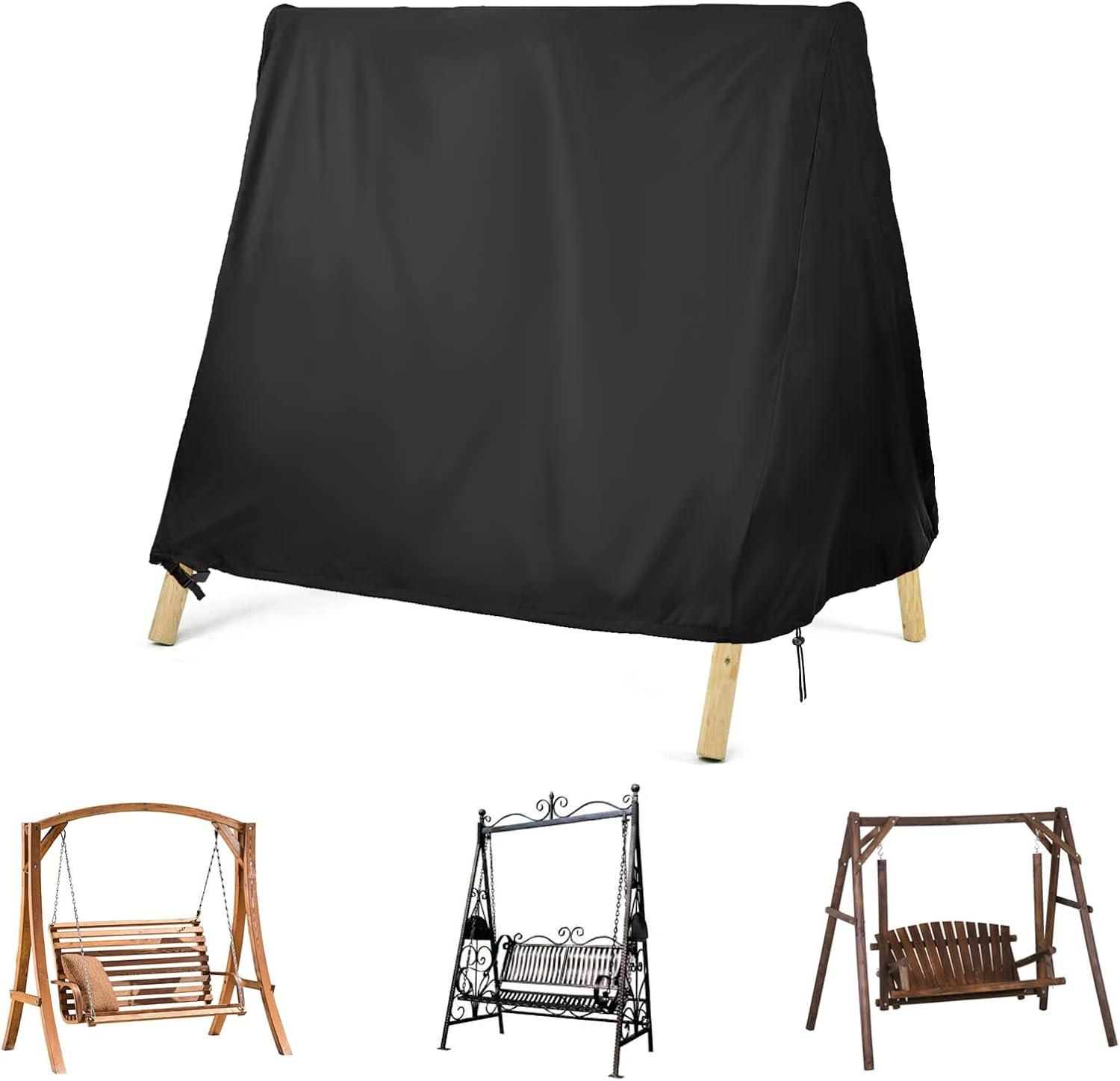 Black Waterproof Oxford Fabric Outdoor Swing Cover with Drawstring