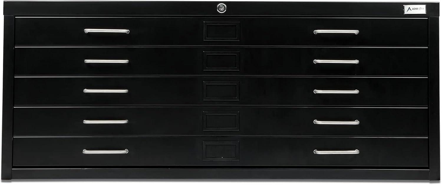 Black Heavy Duty 5-Drawer Lockable Flat File Cabinet