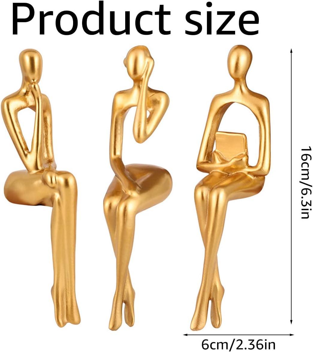 3pcs Resin Thinker Sculpture Abstract Person Figurine Home Office Thinker Figurine Tabletop Ornament