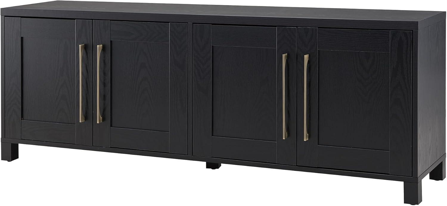 Transitional Black Grain 68'' TV Stand with Brass Hardware
