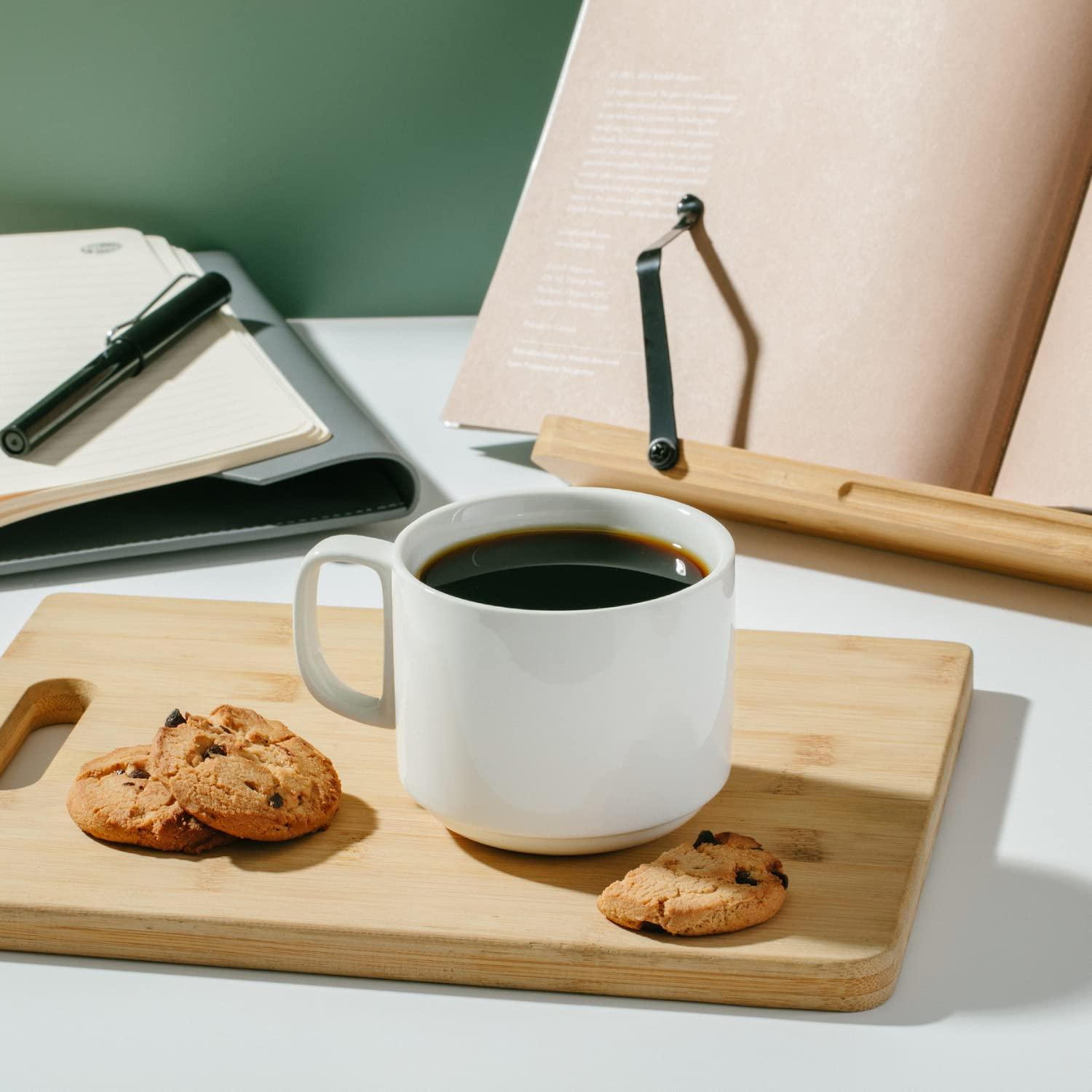 BTaT- Porcelain Stackable Coffee Mugs, 12 Pack, 12 oz, White, Ceramic Coffee Cups, Dishwasher and Microwave Safe