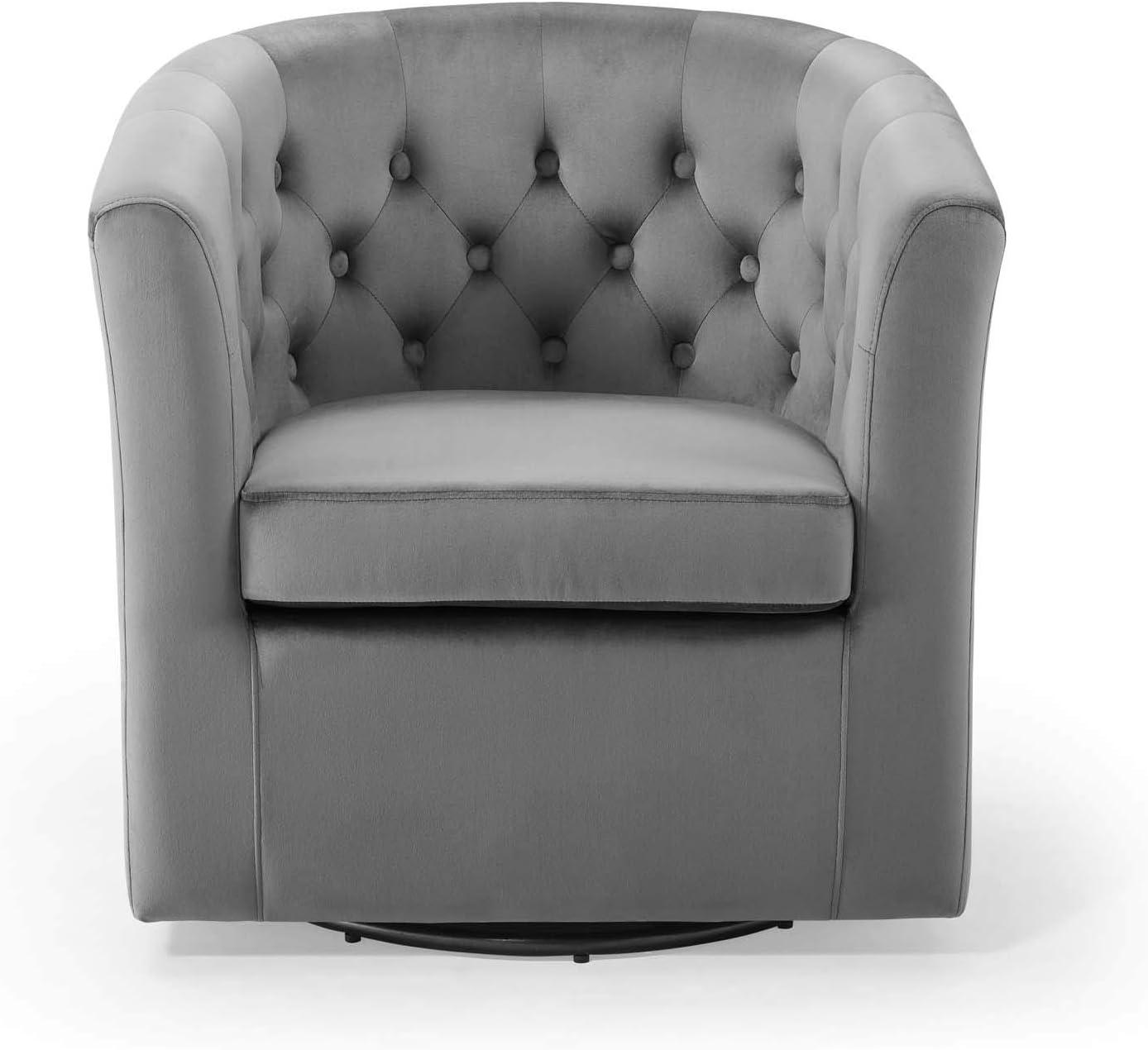 Modway Prospect Tufted Performance Velvet Swivel Armchair in Light Gray