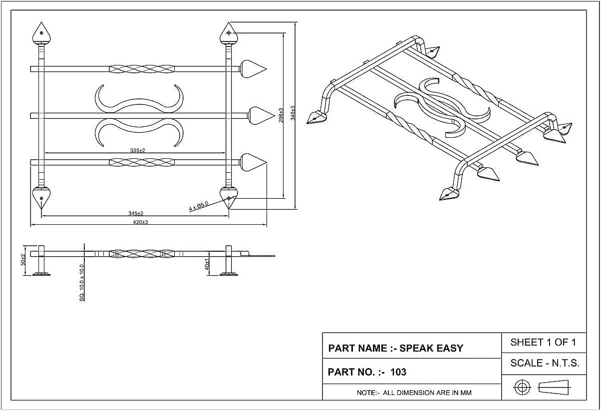 Black Powder Coated Iron Scroll Speakeasy Grille