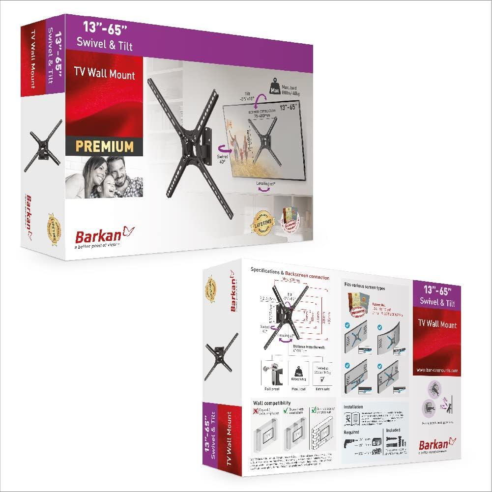 Barkan 13" - 65" Swivel & Tilt TV Wall Mount