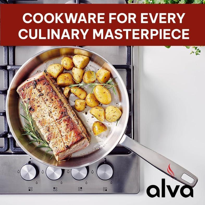 Alva Cookware Maestro 5-Ply Stainless Steel Frying Pan, Durable Induction Pan, Non Toxic Cookware, Stay Cool Handle