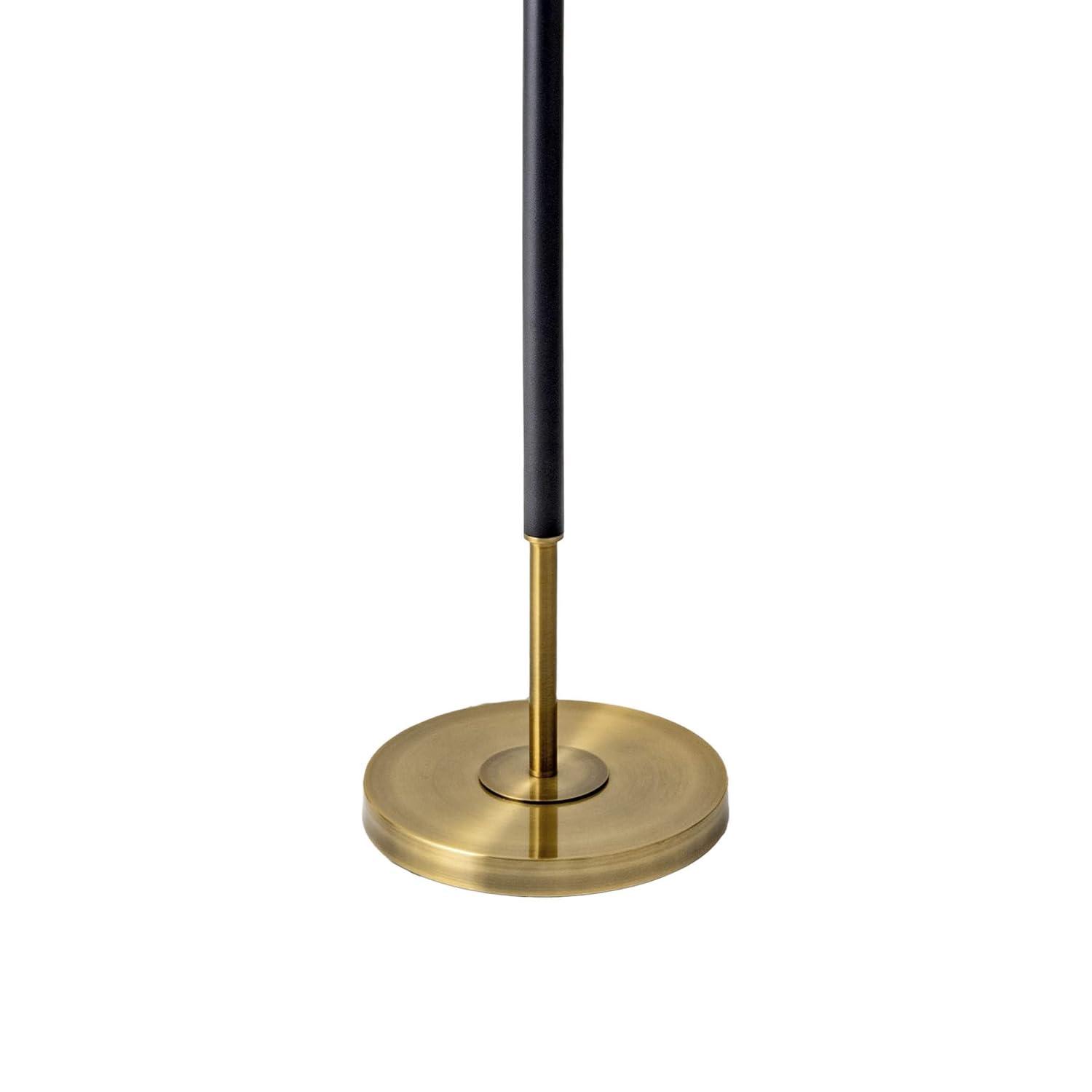 Marshall 61" Black and Brass Metal Floor Lamp with Fabric Shade
