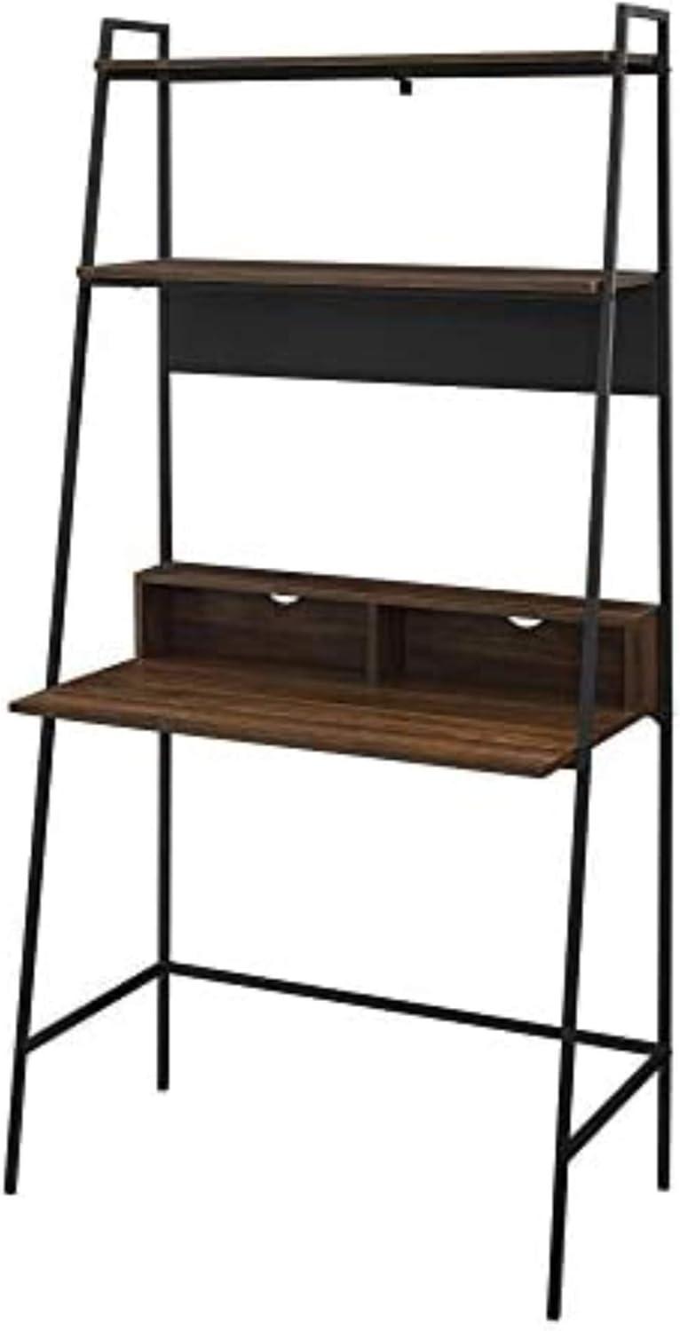 Walker Edison Freya Urban Industrial Ladder Desk with Metal Magnet Board, 36 Inch, Rustic Oak