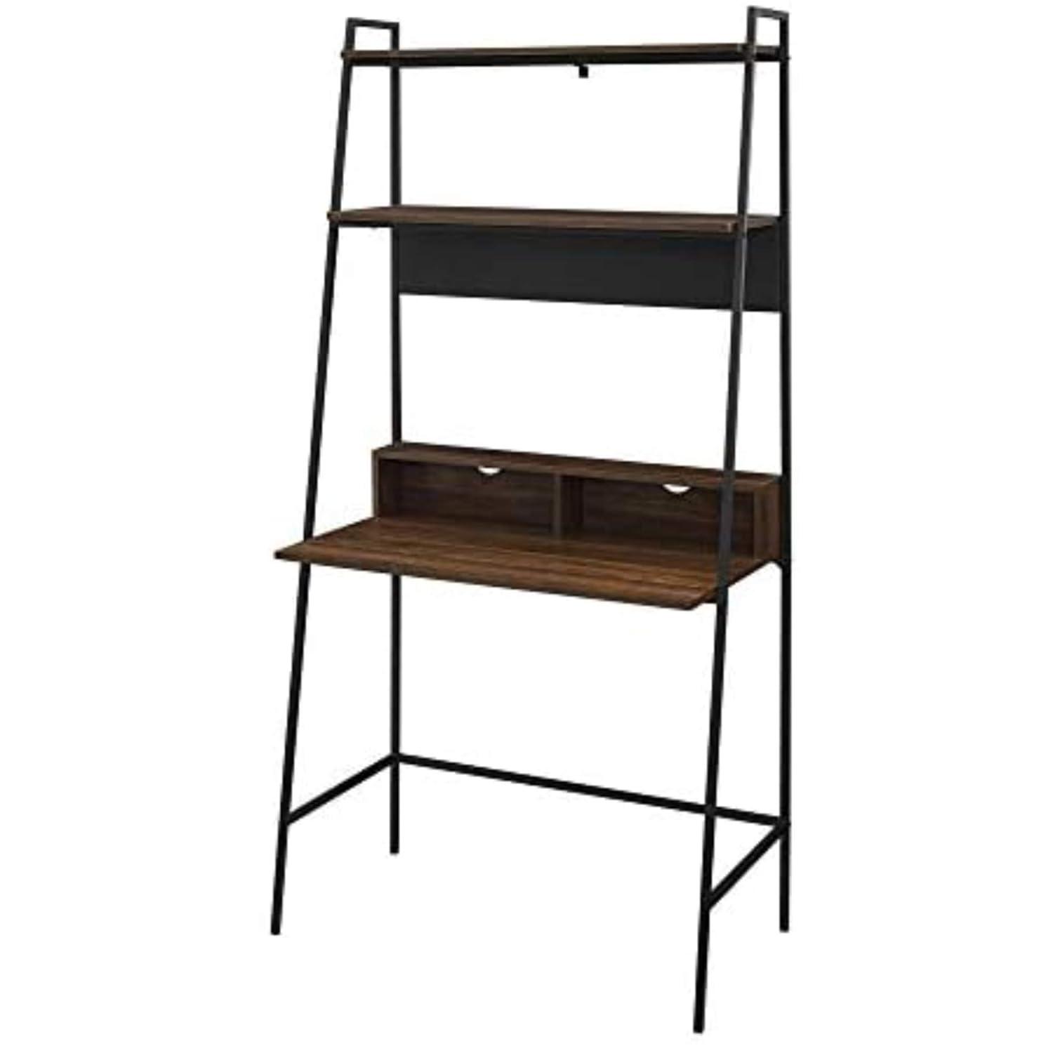 Walker Edison Freya Urban Industrial Ladder Desk with Metal Magnet Board, 36 Inch, Rustic Oak