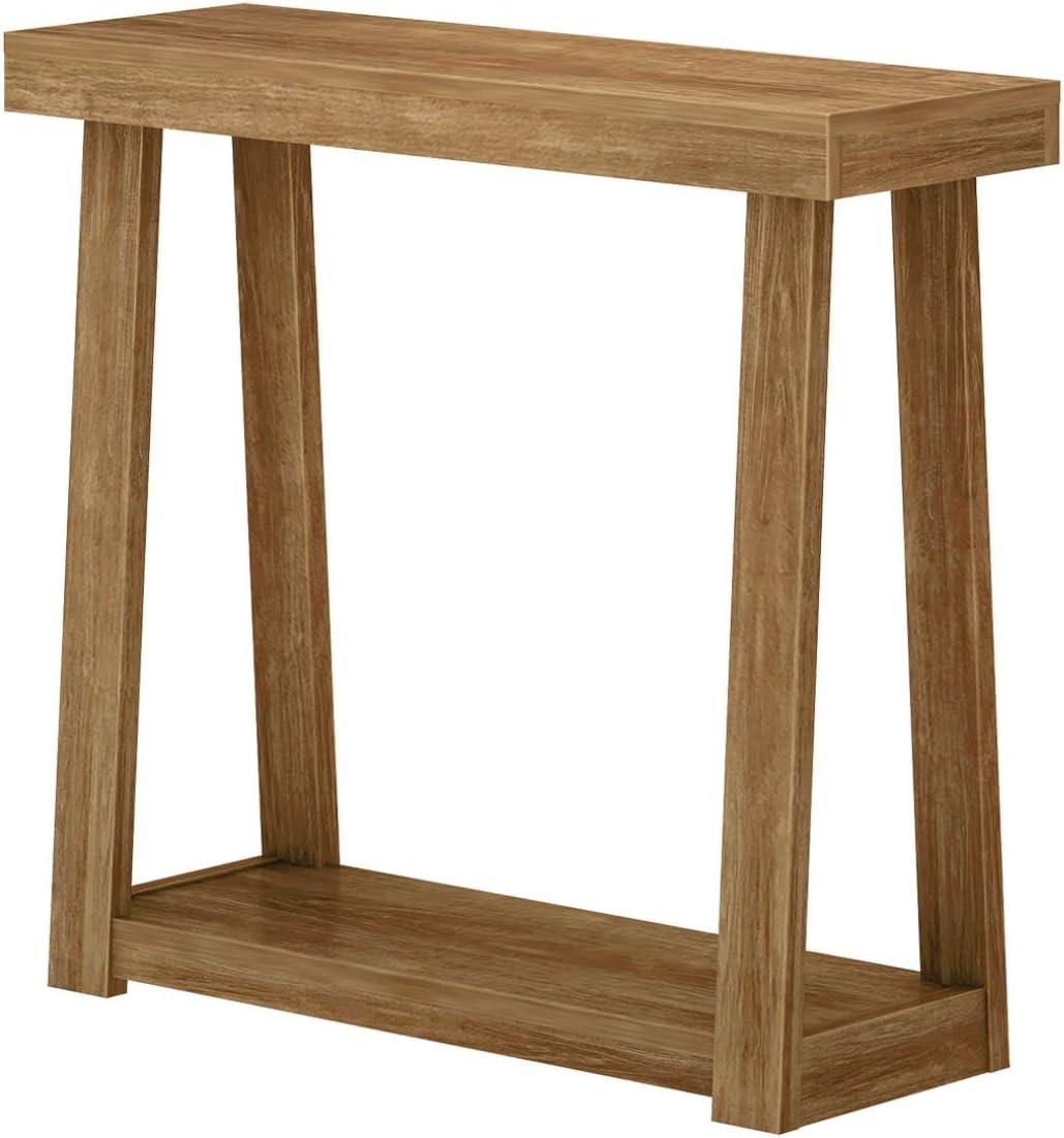 Plank+Beam 36” Solid Wood Console Table with Storage, Classic Farmhouse Style Sofa Table with Shelf, Narrow Entryway Table for Hallway, Pecan