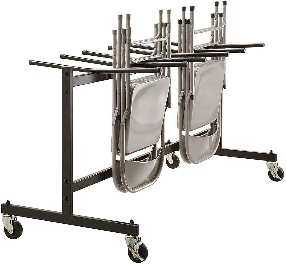 Lorell Folding Chair Trolley x 68" Width x 30.8" Depth x 35.8" Height - Black Steel Frame - Black - For 42 Devices - 1 Each