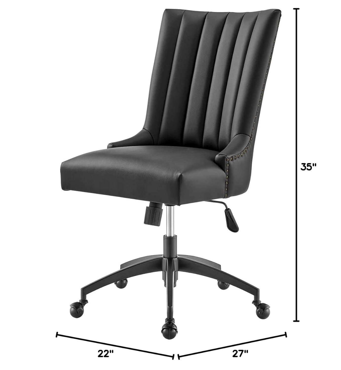 Modway Empower Channel Tufted Vegan Leather Office Chair Black: Metal Frame, Adjustable Height, Modern Style