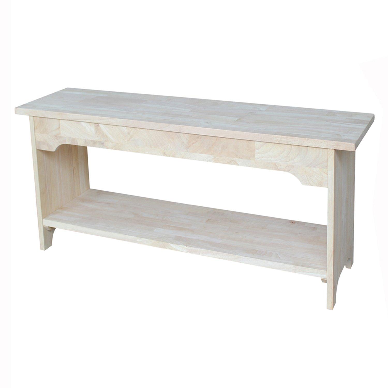 36" Brookstone Bench - International Concepts: Solid Wood, Unfinished, Rectangular Shape, Seats 2