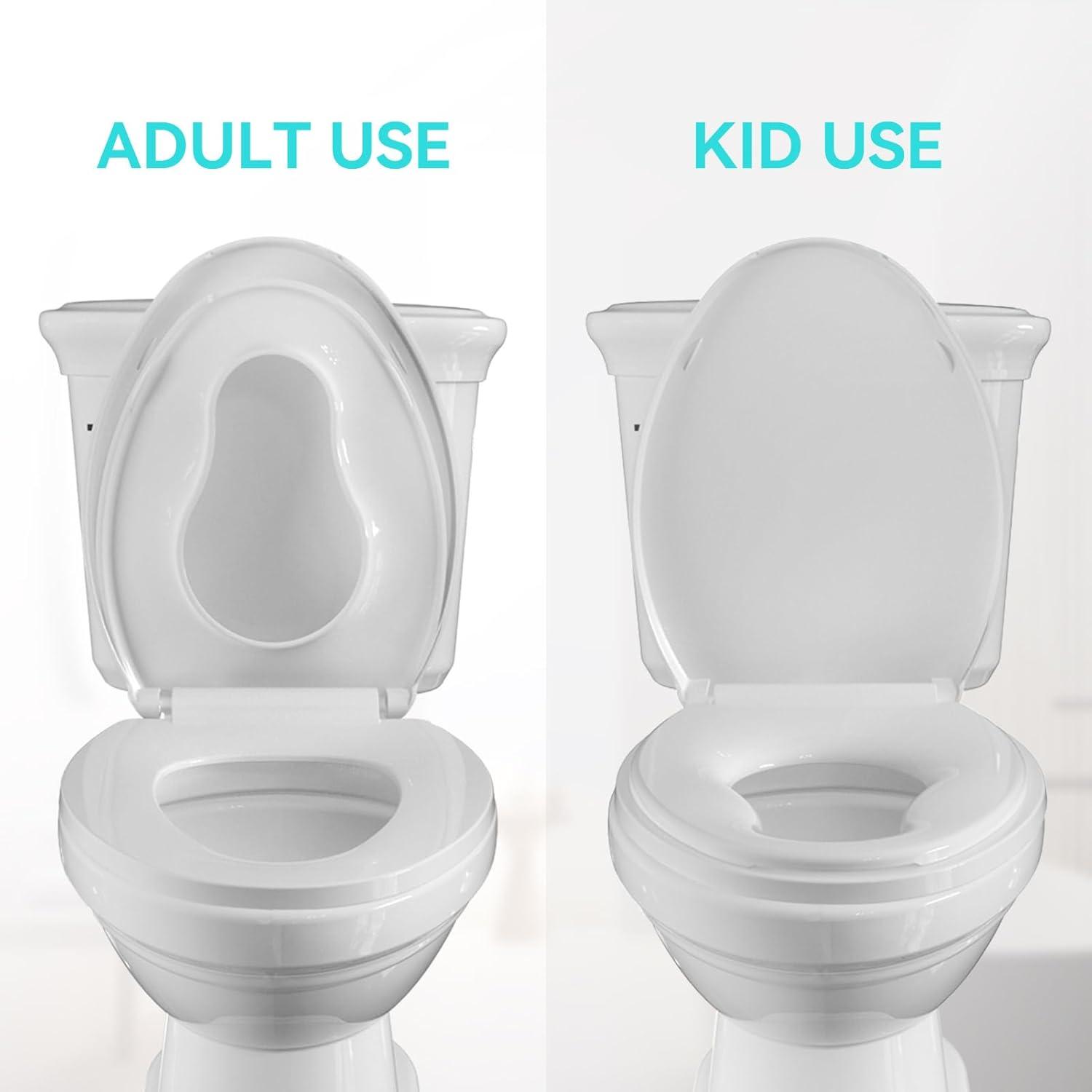Danolapsi Elongated Toilet Seat with Built in Potty Training Seat,Quiet-Close Lid and Seat,Never Loosen,Potty Training Toilet Seat for Toddlers,Quick-Attach Hardware,Fits both Adult and Child