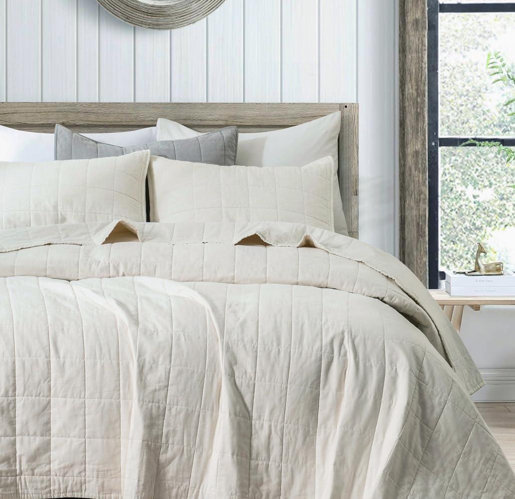 MeadowPark  Box Stitch Stone Washed Linen Blend Quilt & Pillow Shams Set & Reviews | Wayfair