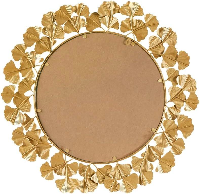 Martha Stewart Eden Gold Gingko Leaf Round Wall Mirror 30.5"