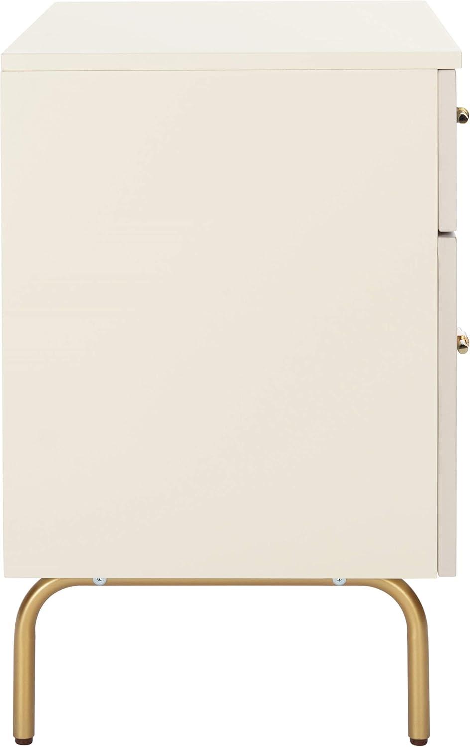 SAFAVIEH Genevieve Mid-Century 2 Drawer Nightstand, Cream/White Washed