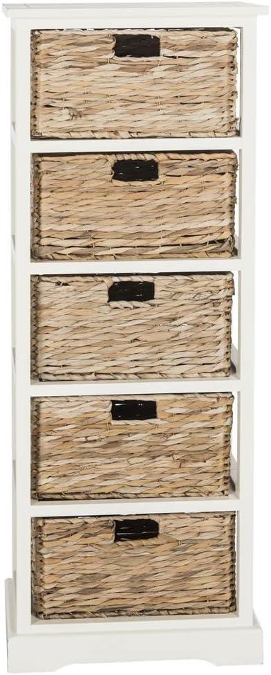 Dovecove White 5-Drawer Wicker Basket Storage Tower (Fully Assembled) | Wayfair