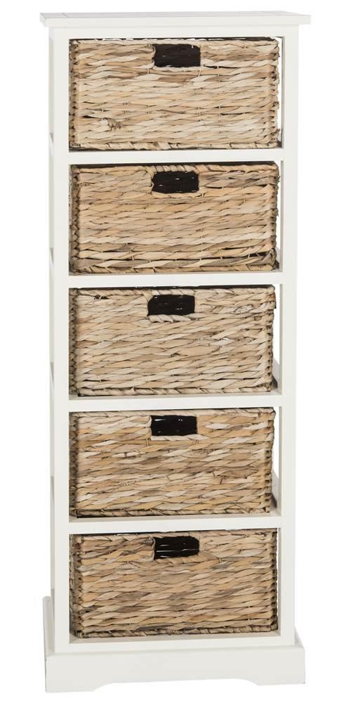 Dovecove White 5-Drawer Wicker Basket Storage Tower (Fully Assembled) | Wayfair