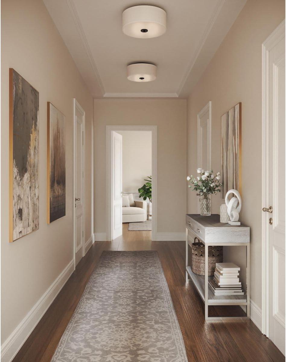 Progress Lighting Inspire Collection 1-Light LED Flush Mount, Graphite Finish, Fabric Shade