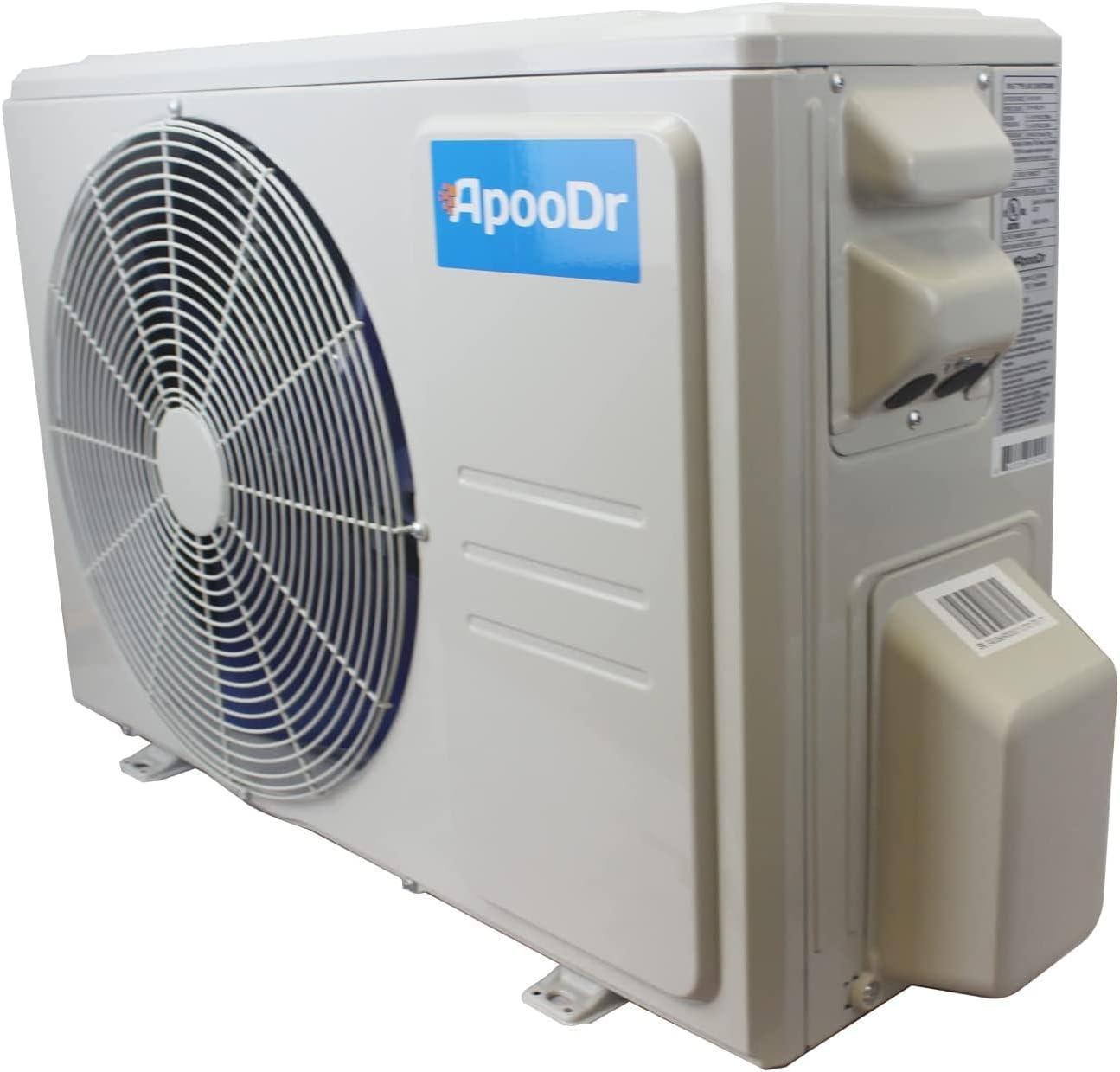 ApooDr 12,000 BTU 17.6 SEER2, 230-Volt, Ductless Mini Split AC with Heat Pump, Wi-Fi, 16Ft. Lineset