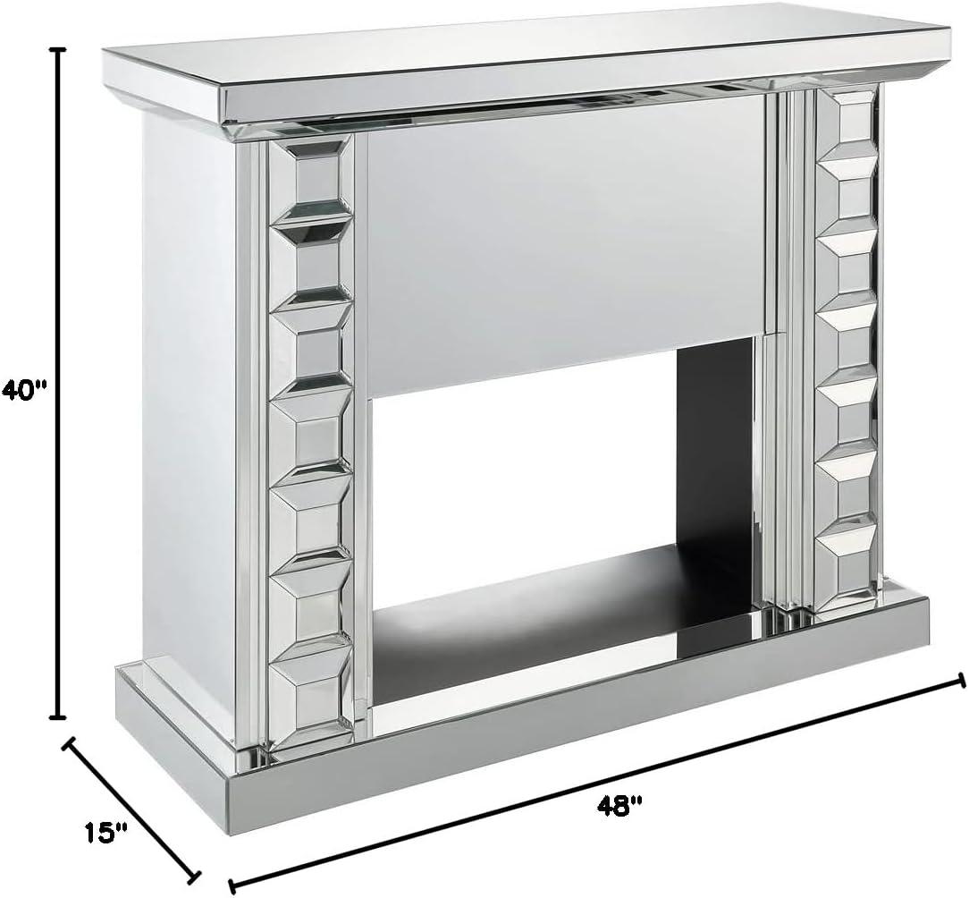 ACME Dominic Mirrored Electric Fireplace in Mirrored Finish