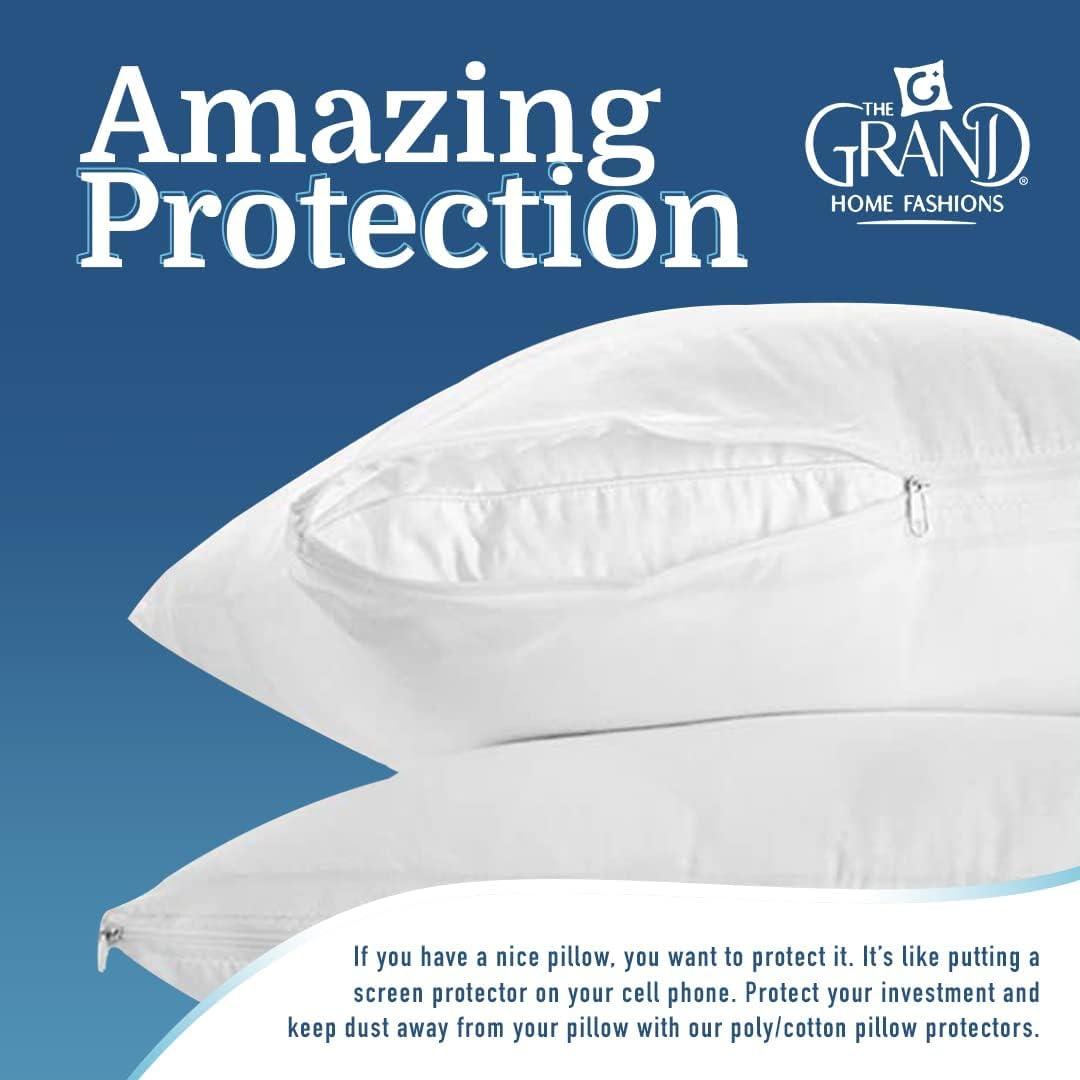 Poly-Cotton Zippered Pillow Cover  - Protects from Dirt, Dust, and Debris -200 Thread Count