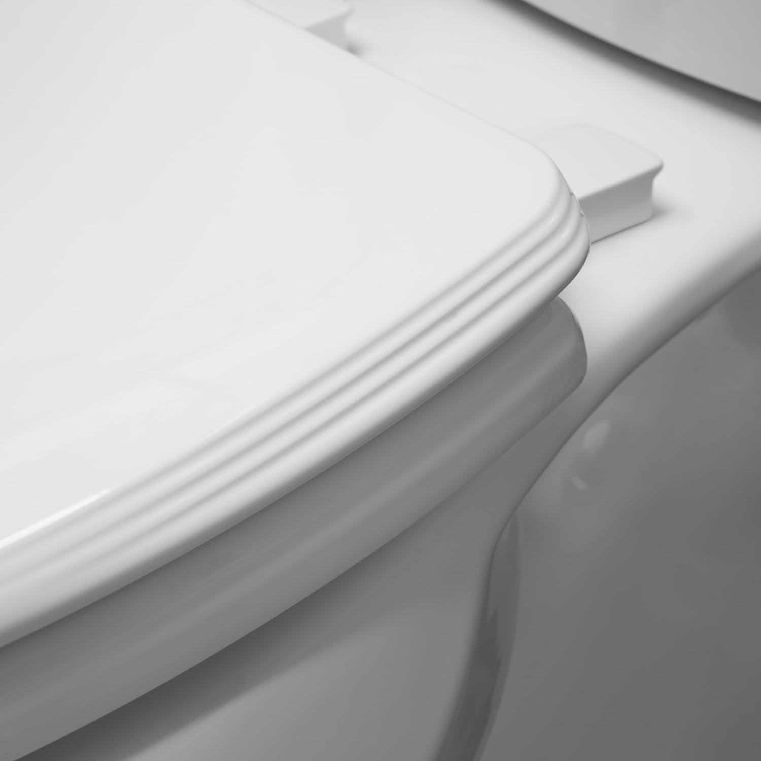 Cotton White Elongated Wood Toilet Seat with Slow Close