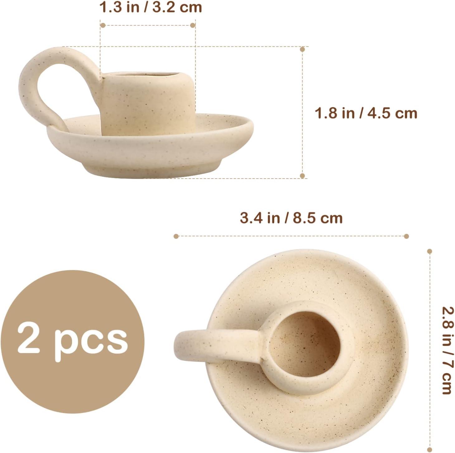 2Pcs Ceramic Candlestick Nordic Style Candleholder Desktop Candle Stand