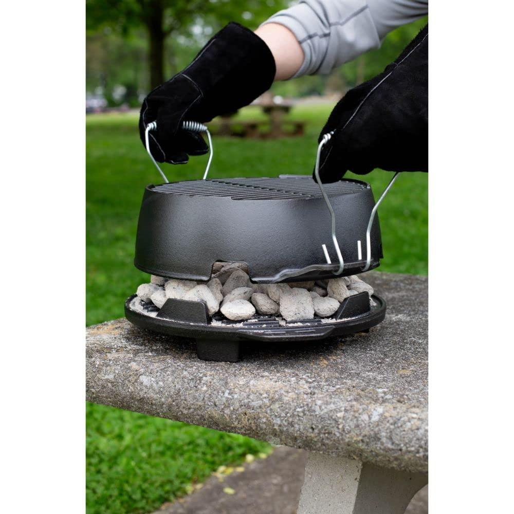 Lodge Cast Iron 12" Charcoal Camping Round Kickoff Grill