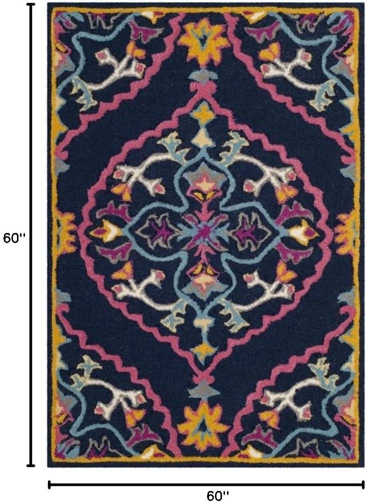 Bellagio BLG605 Hand Tufted Indoor Area Rug - Navy Blue/Multi - 5'x5' - Safavieh