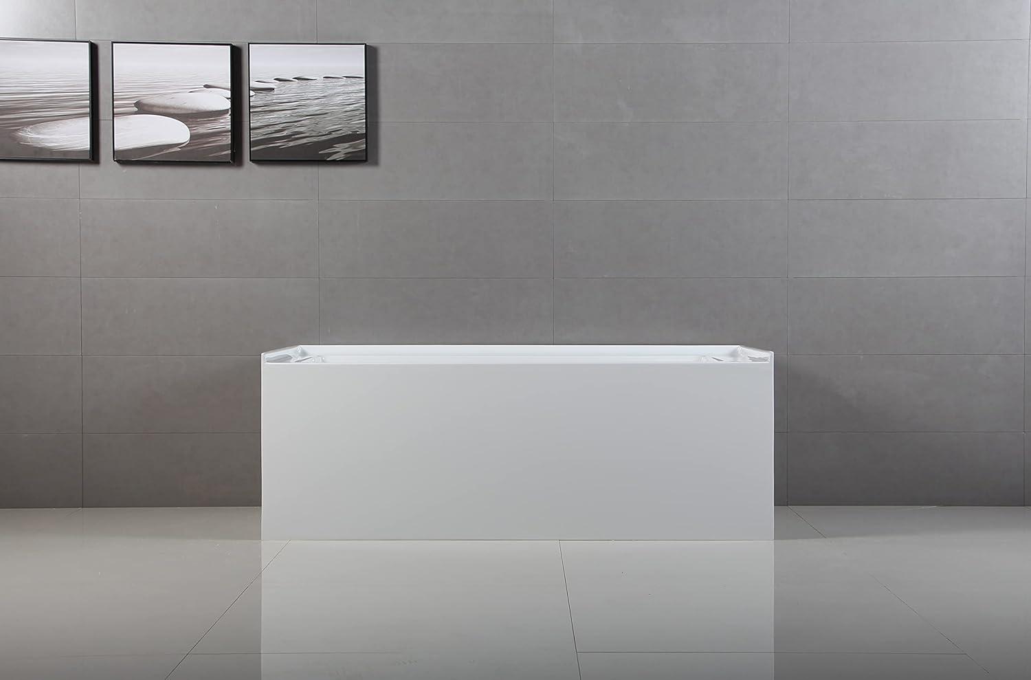 Aqua Eden 60" Acrylic Alcove Bathtub with Left Hand Drain Hole, White