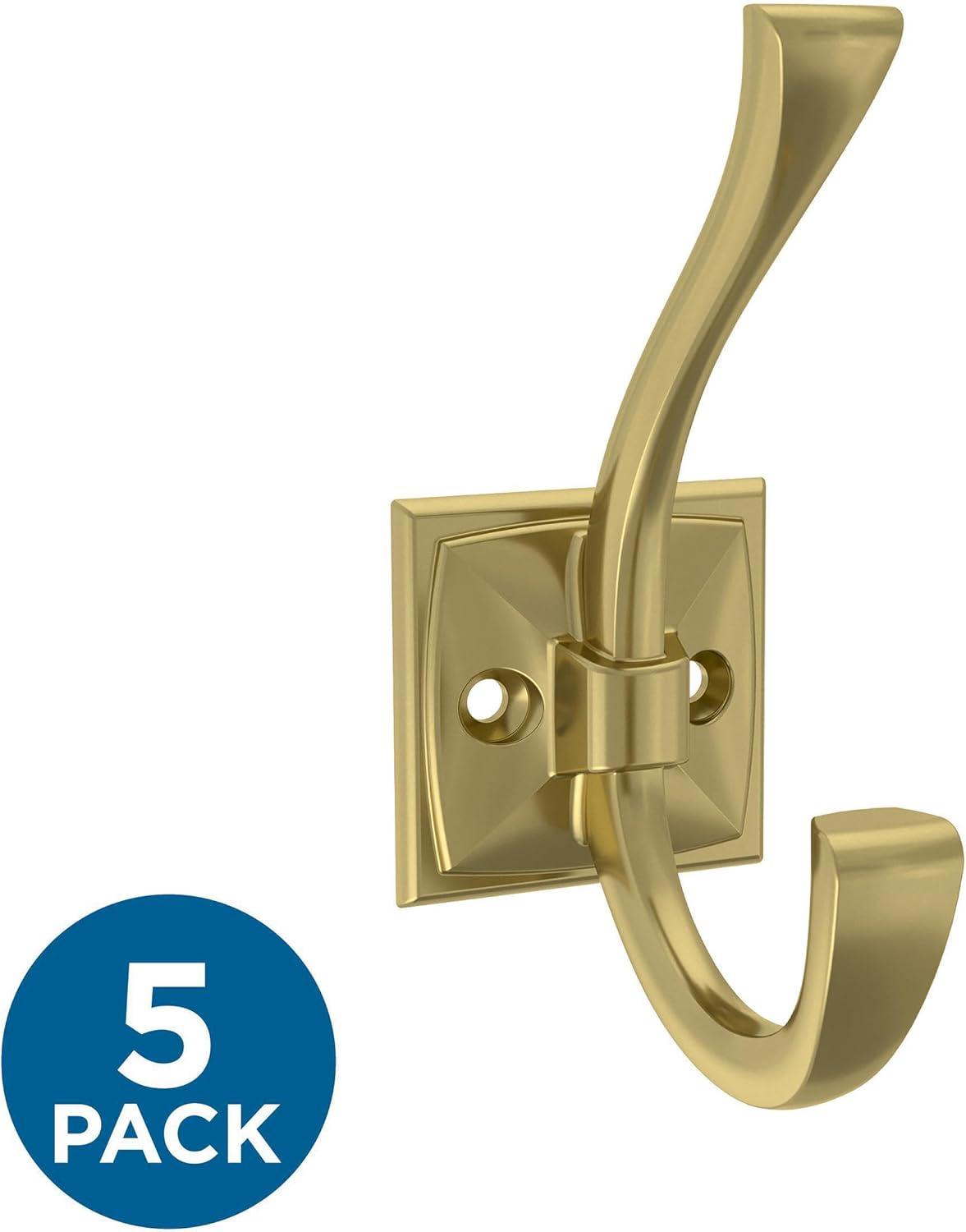 Franklin Brass Ruavista Coat and Hat Wall Hooks in Satin Gold (5-Pack)