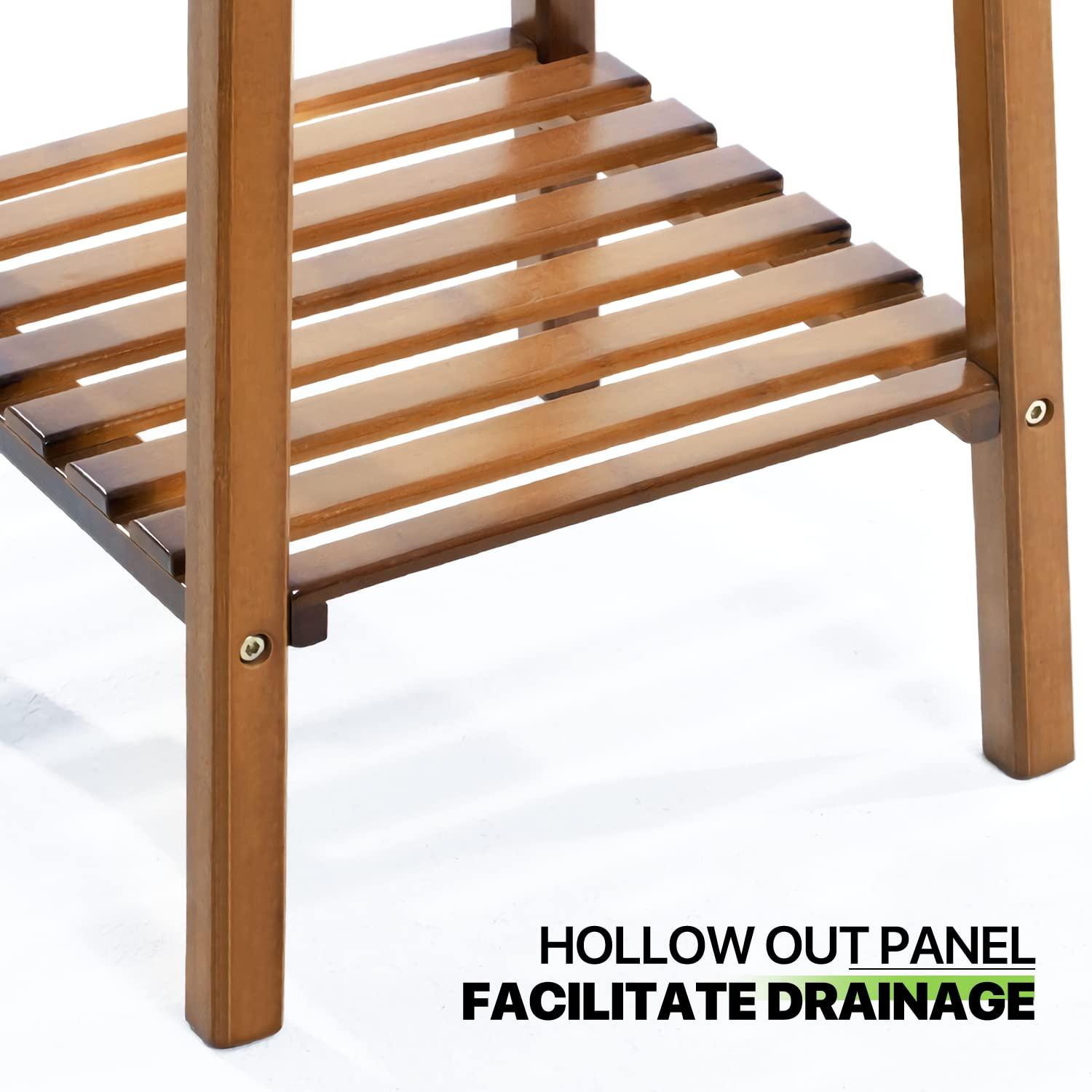 Magshion Bamboo 4 Tier Tall Plant Stand Pot Holder Small Space Table