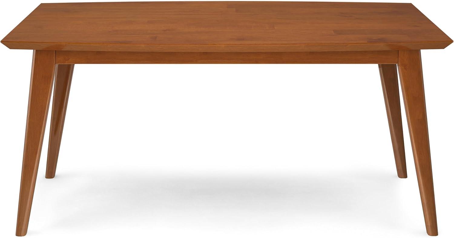 Simpli Home Draper 66"W Solid Wood Mid-Century Modern Rectangle Dining Table, Seats 6