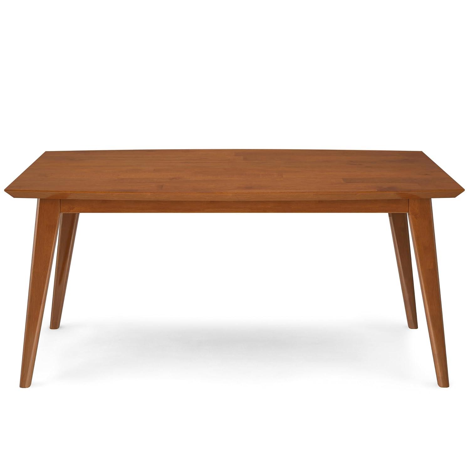 Simpli Home Draper 66"W Solid Wood Mid-Century Modern Rectangle Dining Table, Seats 6