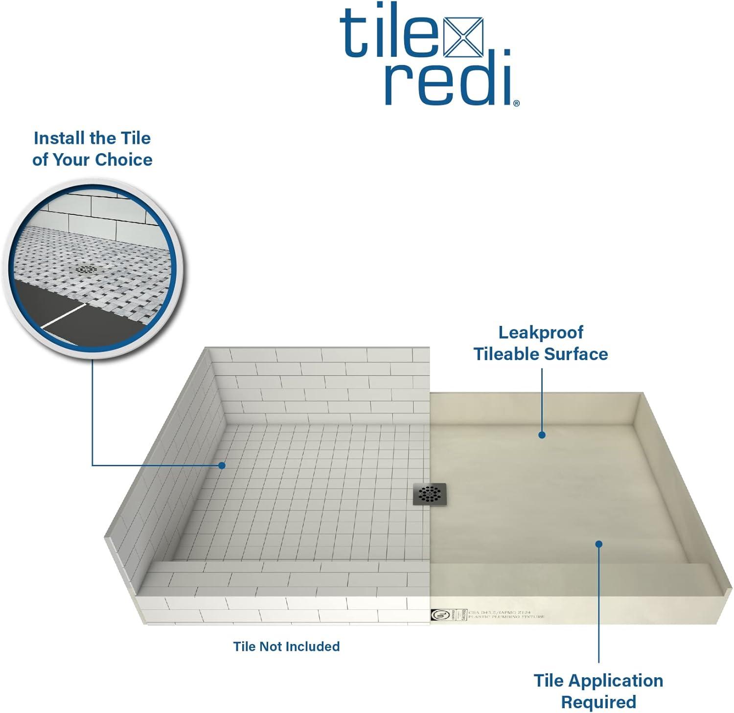 Tile Redi P3260c-Pvc Redi Base 60" X 32" Rectangular Shower Base - Chrome