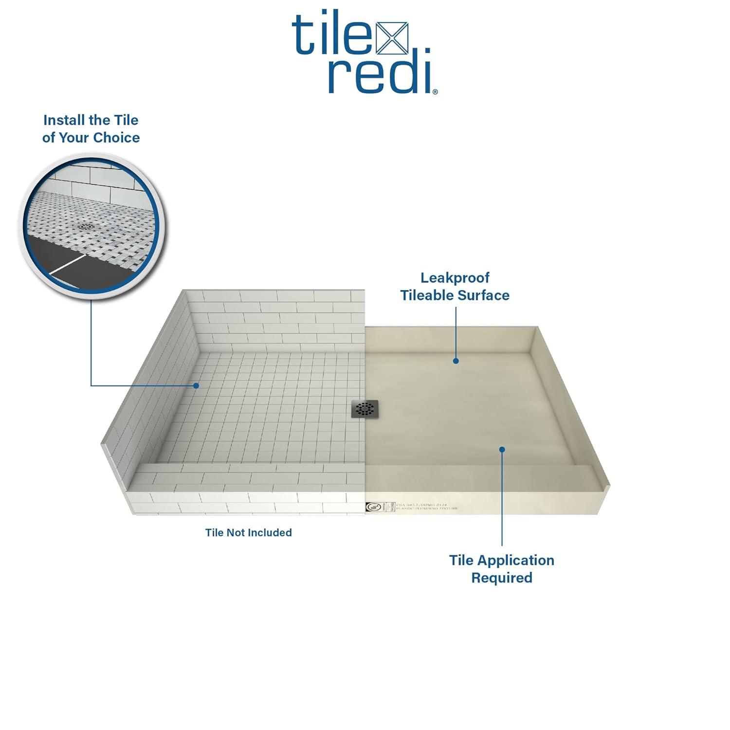Tile Redi P3260c-Pvc Redi Base 60" X 32" Rectangular Shower Base - Chrome