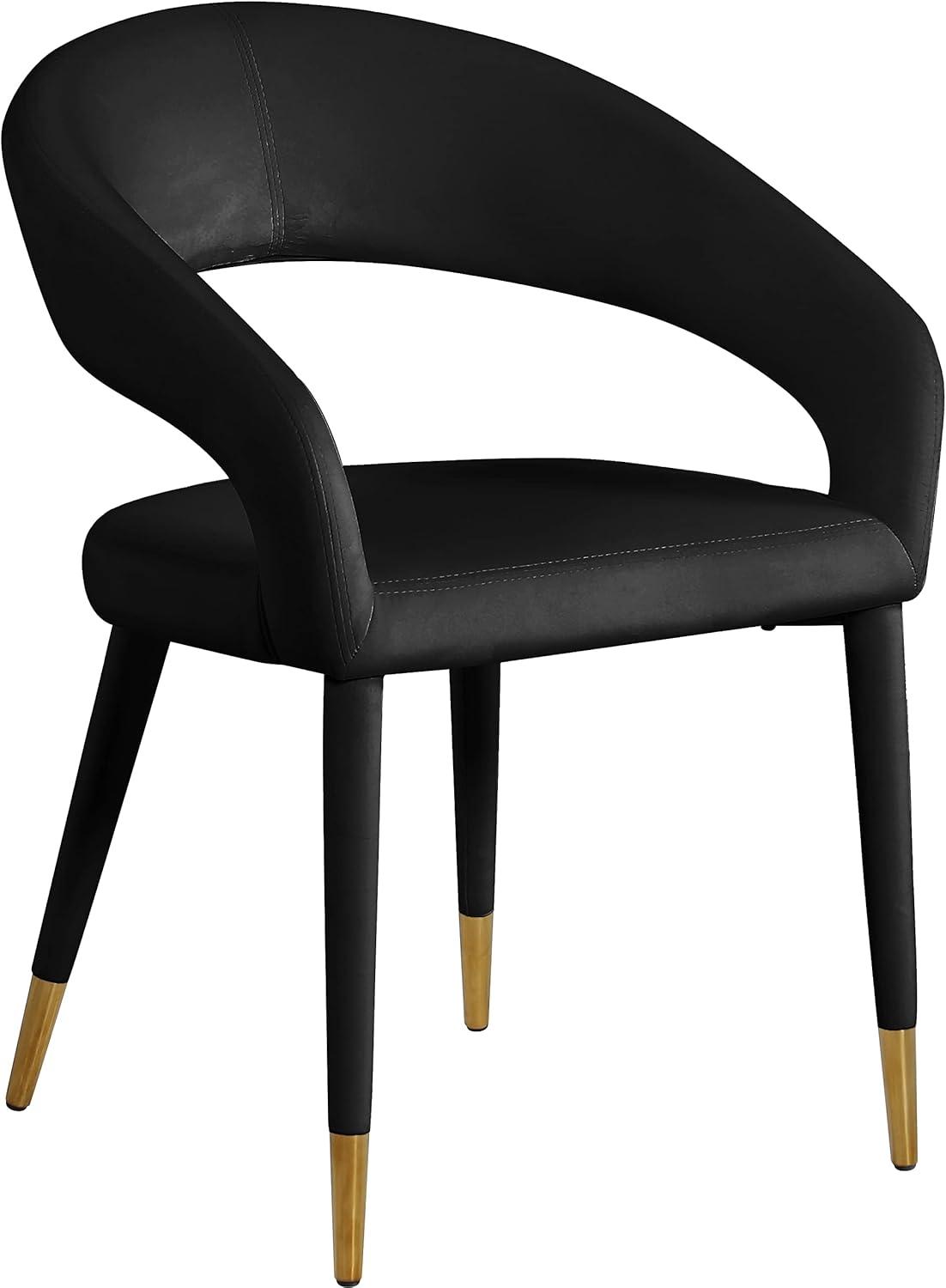 Elegant 31.5" Black Velvet Upholstered Arm Chair with Metal Gold-Tipped Legs