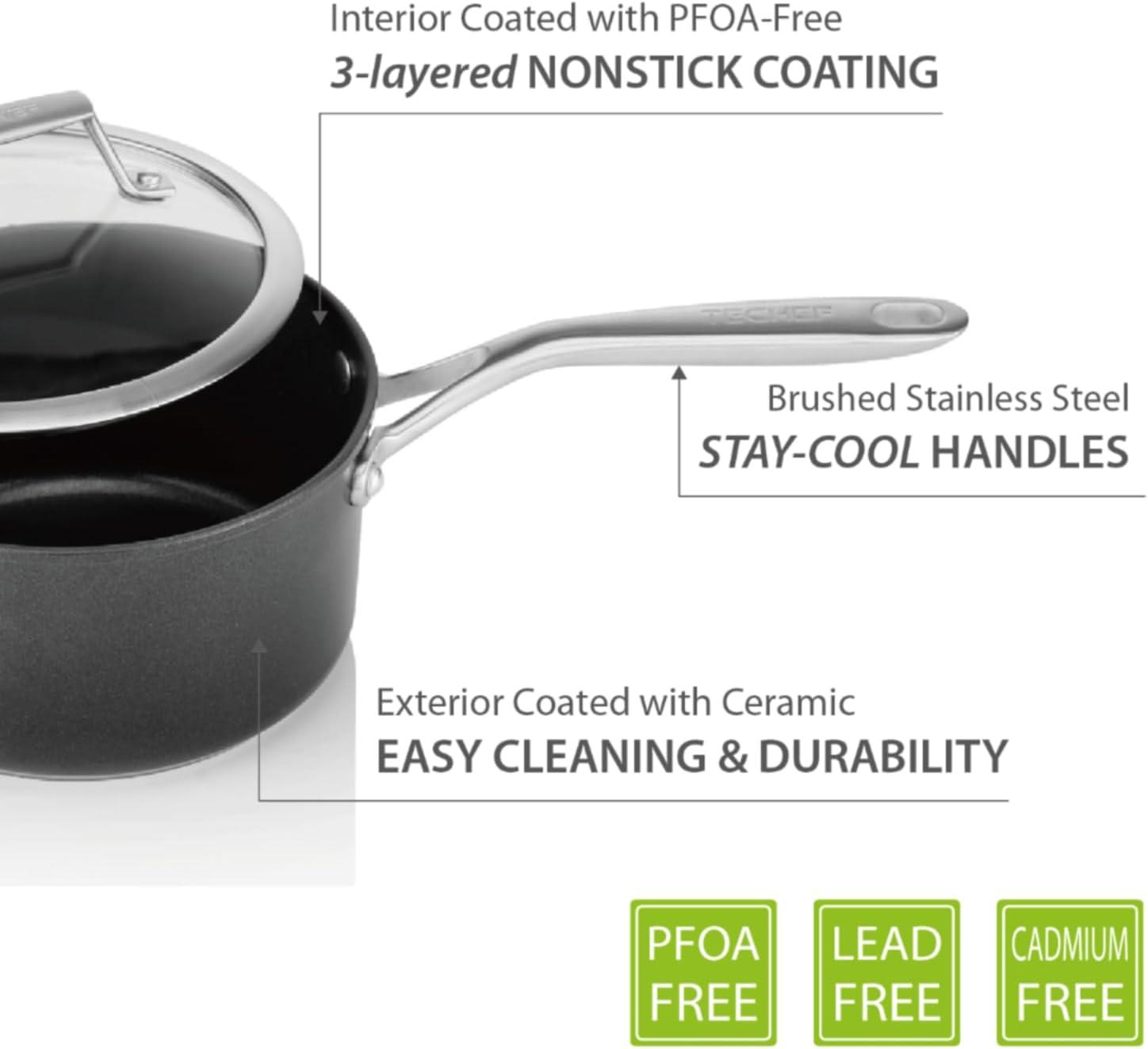 TECHEF Onyx - 2qt Nonstick Saucepan with Cover