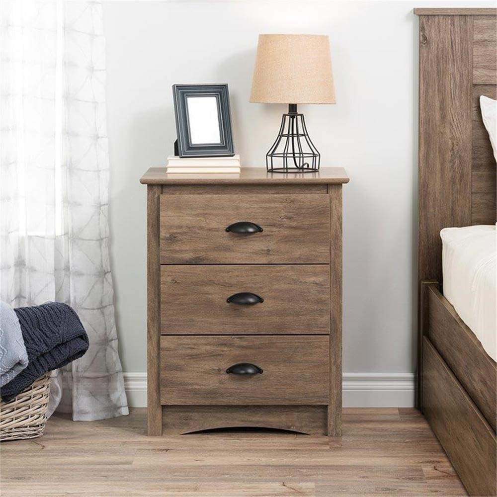Prepac Sonoma 3 Drawer Nightstand - Black : Wood Composite Bedside Table, Rectangle Shape, Spot Clean