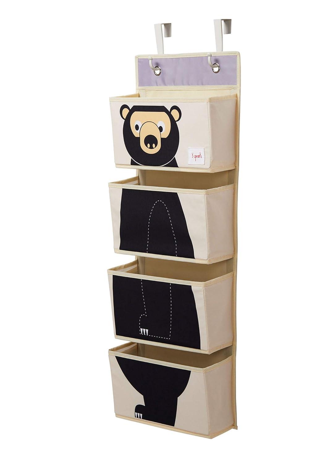 3 Sprouts - Children's Nursery Over the Door Organizer with Hooks - Bear