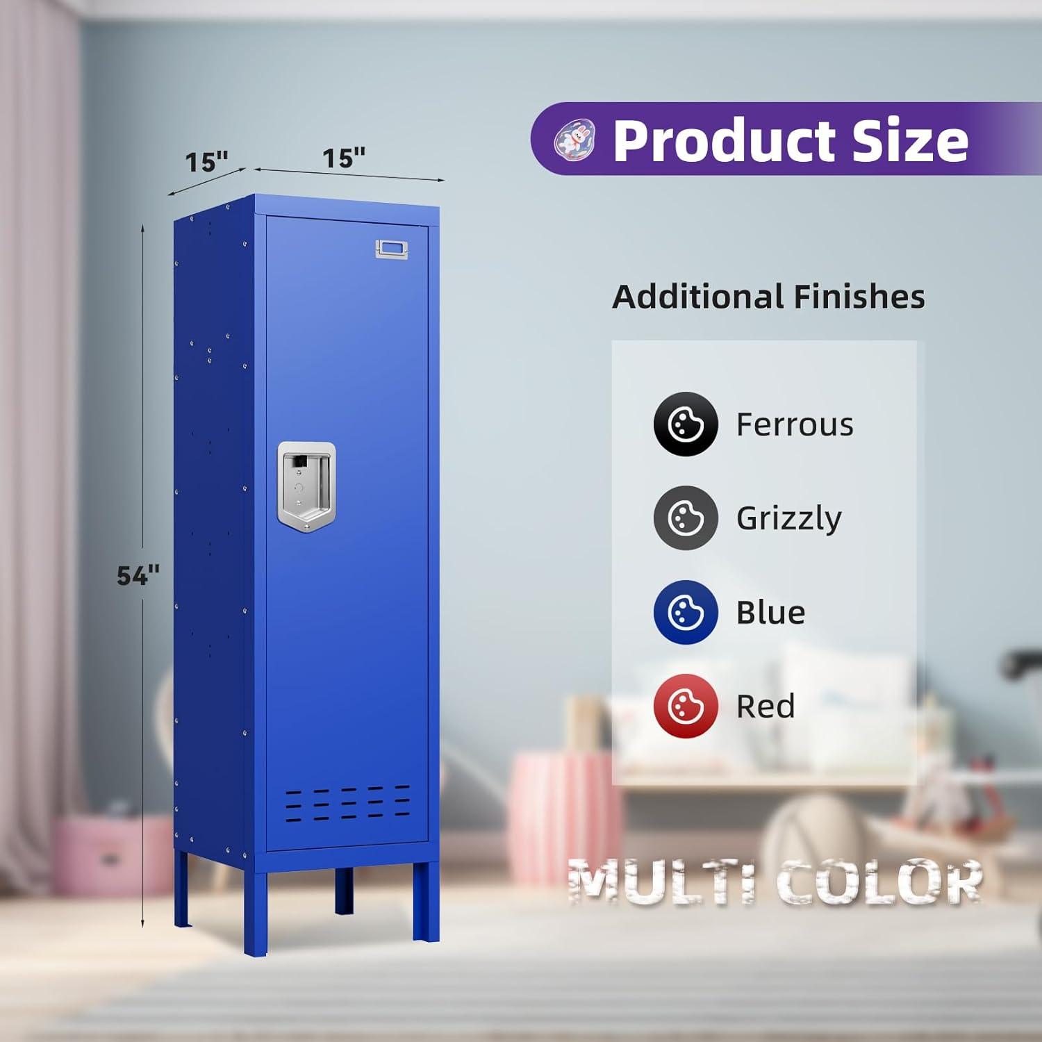 Metal Storage Cabinet with Storage, Metal Locker Accent Storage Cabinet with Door, Lockable Steel Storage Cabinet, Steel File Cabinet for Office, Living Room, Bedroom, Without Lock