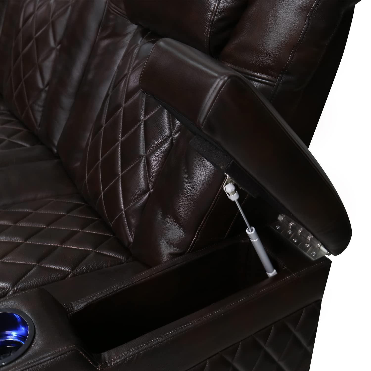 Orren Ellis Tuscany Leather Home Theater Seating with Cup Holder